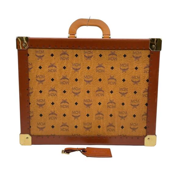 MCM Visetos PVC Leather Brown Trunk Suitcase - Picture 1 of 16